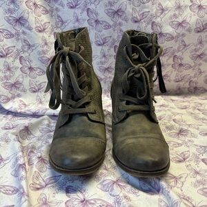 Roxy Charcoal Lace-Up Boots with Heels